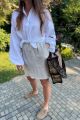 Lniana spódnica mini z kieszeniami naturalny beż