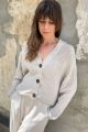 Lniany sweter kardigan z organicznymi guzikami