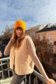 Kaszmirowa dwustronna czapka beanie pomarańcz / żółty