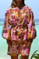 Kimono z balonowymi rękawami w patchworkowy print w stylu vintage