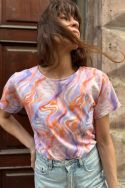 T-shirt vintage z dzianiny batikowej