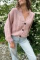 Lniany sweter kardigan z organicznymi guzikami pudrowy róż